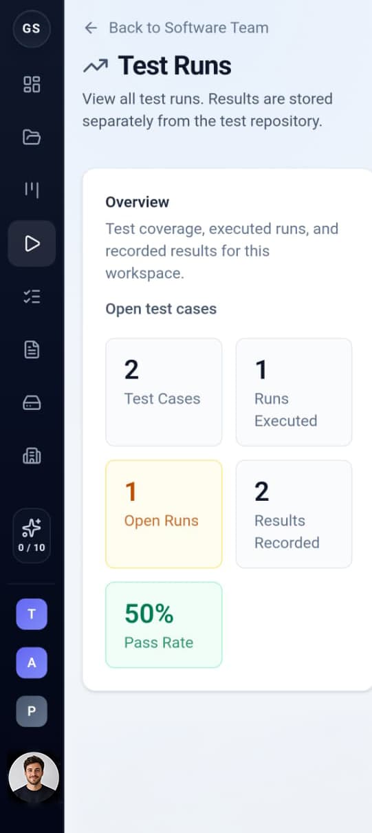 GumStory test runs overview
